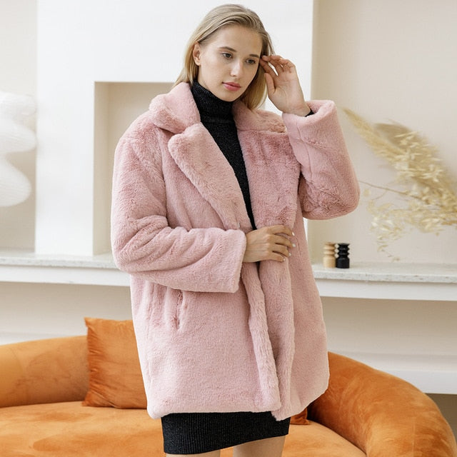 Women's Jacket Faux Fur Elegant Style 4