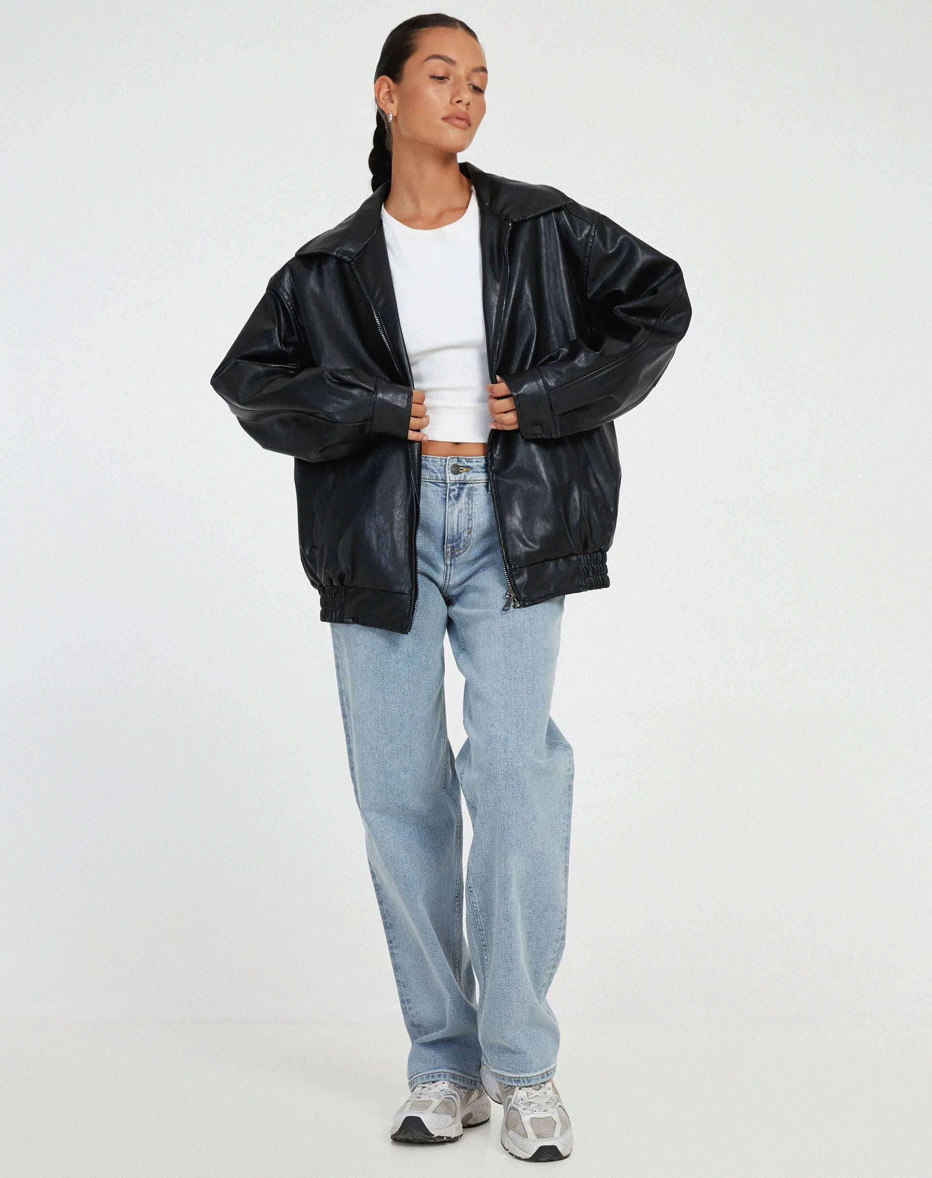 Women's Leather Jacket Oversized 4