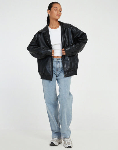 Women's Leather Jacket Oversized 4