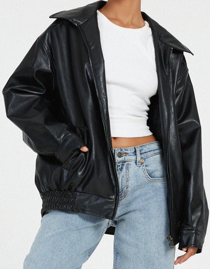 Women's Leather Jacket Oversized 6