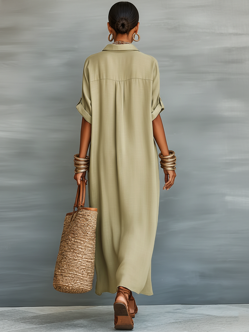 Women's Linen Blend Maxi Dress: Effortless Chic for Summer Outings 1