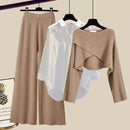Women's Loungewear Set Soft Knitted 3 Piece Outfit 0