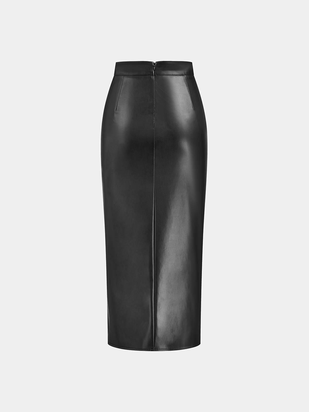 Women's Midi Dress Synthetic Leather Elegant With Slit