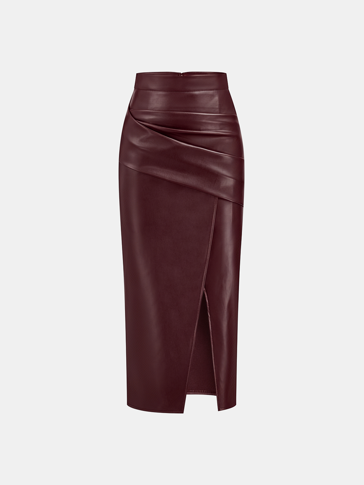 Women's Midi Dress Synthetic Leather Elegant With Slit 5