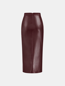 Women's Midi Dress Synthetic Leather Elegant With Slit 6