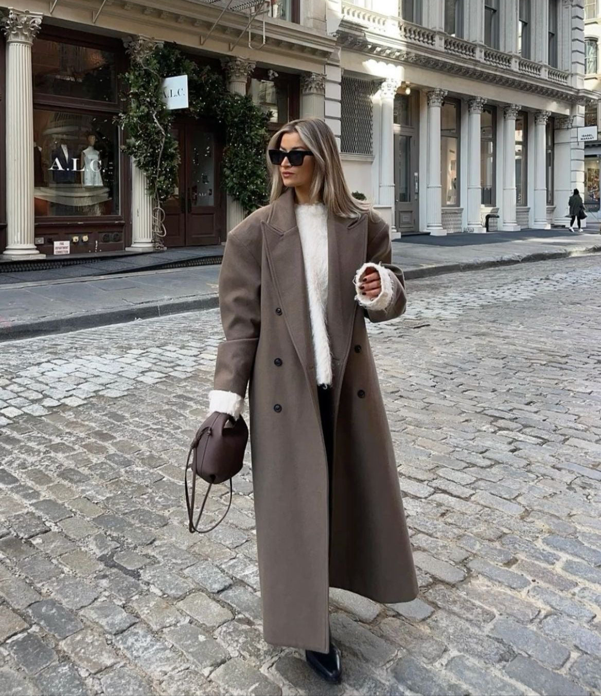 Women's Oversized Coat Elegant Cut Double Row Buttons