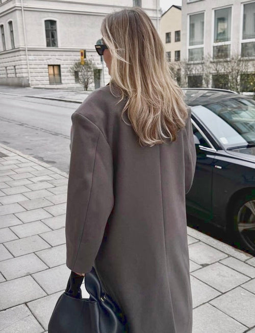 Women's Oversized Coat Elegant Cut Double Row Buttons 7
