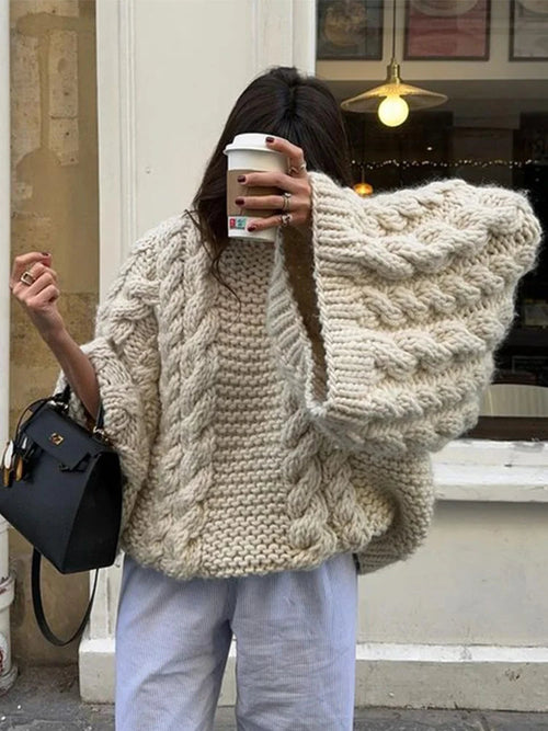 Women's Oversized Sweater Soft Knit Embroidered Design 1
