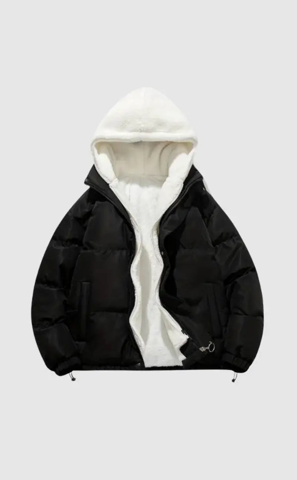 Women's Padded Puffer Jacket Quilted with Fleece Lining and Adjustable Hood