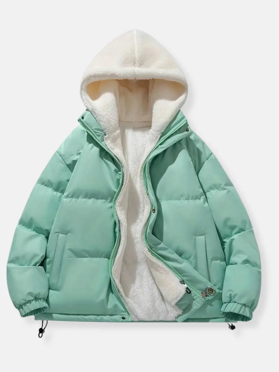 Women's Padded Puffer Jacket Quilted with Fleece Lining and Adjustable Hood 10