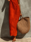 Women's Red Cotton Maxi Dress: Effortless Comfort for Summer Days 3