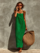 Women's Red Cotton Maxi Dress: Effortless Comfort for Summer Days 4