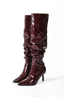 Women's Thigh High Boots in Burgundy Patent Leather 0