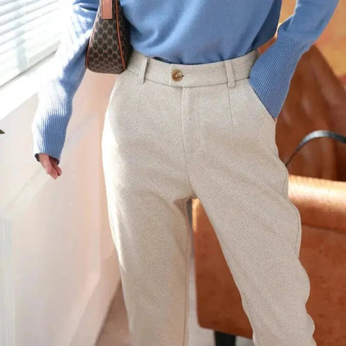 Women's Trousers Wool Blend Slim Fit 1