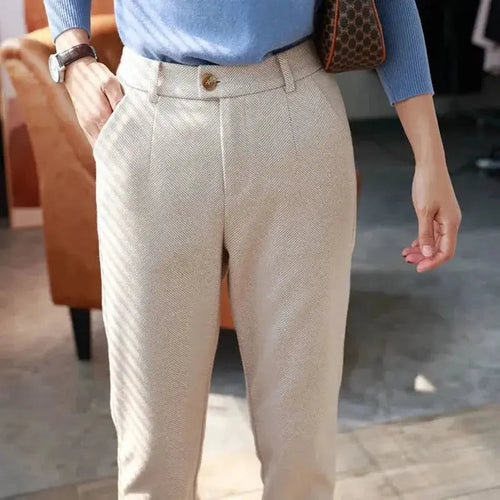 Women's Trousers Wool Blend Slim Fit 2