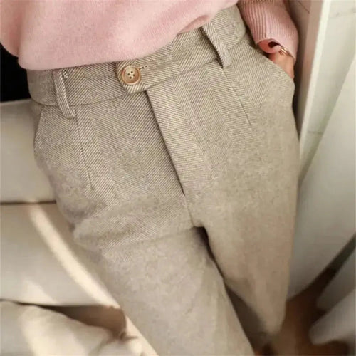 Women's Trousers Wool Blend Slim Fit 4