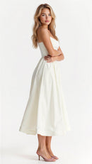 Women’s A-Line Midi Dress – Ascot Style – Spaghetti Straps – Flowing Design – Elegant Fit