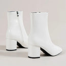 Women’s Ankle Boots – Block Heel Zip-Up Boots with Pointed Toe