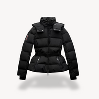 Women’s Black Puffer Jacket – Belted, Water-Resistant, Insulated