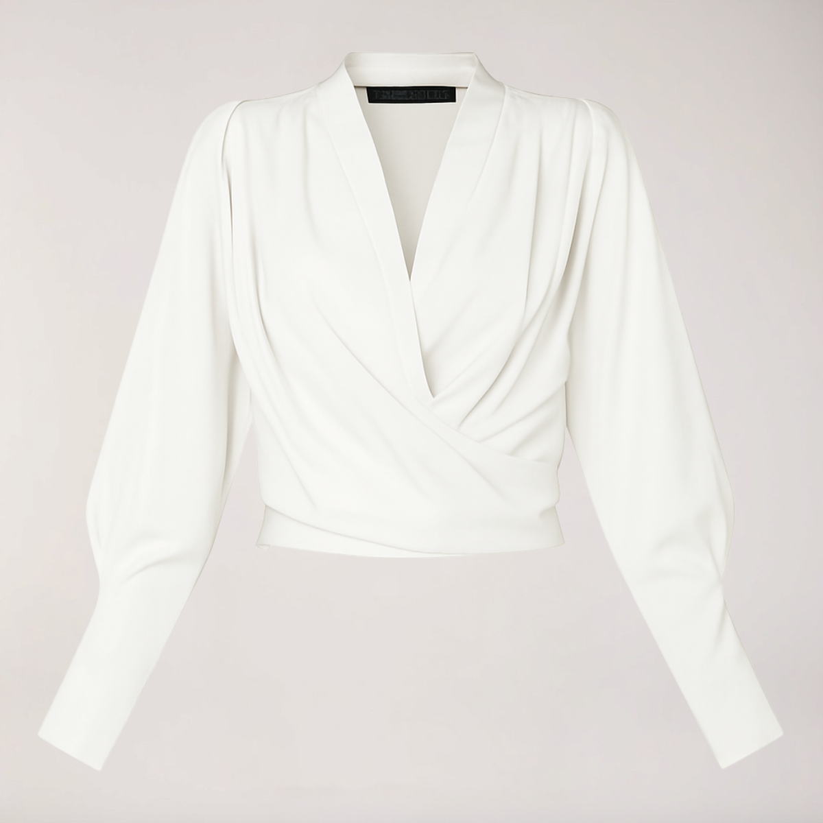 Women's Blouse with V-neck and Puff Sleeves