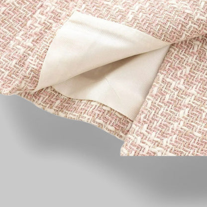 Women's Classic Double-Breasted Pink Tweed Blazer