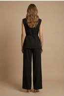 Women’s Elegant Two-Piece Set – Sleeveless Structured Top and Wide-Leg Trousers for Formal and Smart Occasions