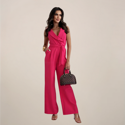 Women’s Elegant Wrap Sleeveless Wide-Leg Jumpsuit