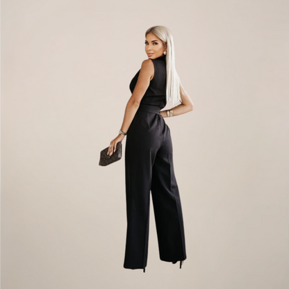 Women’s Elegant Wrap Sleeveless Wide-Leg Jumpsuit