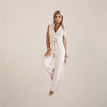 Women’s Elegant Wrap Sleeveless Wide-Leg Jumpsuit