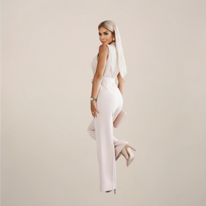 Women’s Elegant Wrap Sleeveless Wide-Leg Jumpsuit