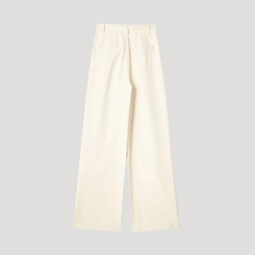 Women’s High-Waist Pinstripe Wide-Leg Trousers – Elegant Office Style