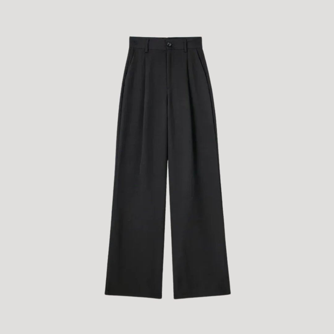 Women’s High-Waist Pinstripe Wide-Leg Trousers – Elegant Office Style
