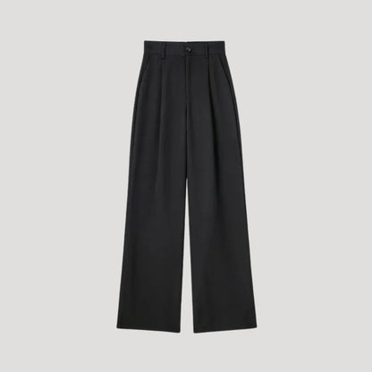 Women’s High-Waist Pinstripe Wide-Leg Trousers – Elegant Office Style