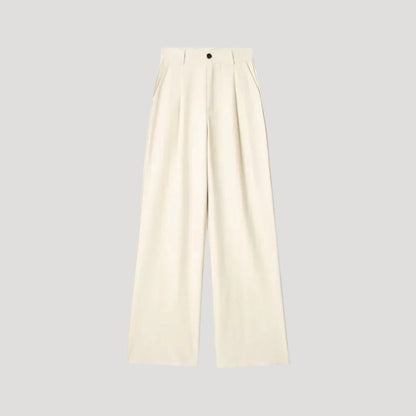 Women’s High-Waist Pinstripe Wide-Leg Trousers – Elegant Office Style