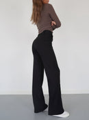 Women’s High-Waisted Straight Leg Trousers – Tailored, Centre Crease