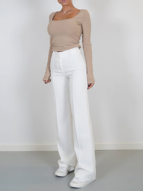 Women’s High-Waisted Straight Leg Trousers – Tailored, Centre Crease