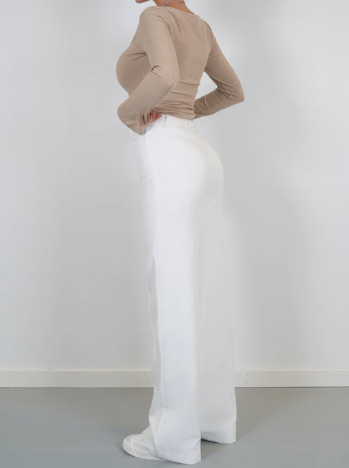 Women’s High-Waisted Straight Leg Trousers – Tailored, Centre Crease