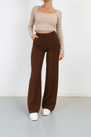 Women’s High-Waisted Straight Leg Trousers – Tailored, Centre Crease