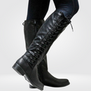 Women’s Knee-High Boots – Lace-Up Detail with Side Zip