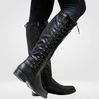Women’s Knee-High Boots – Lace-Up Detail with Side Zip