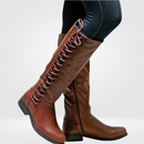 Women’s Knee-High Boots – Lace-Up Detail with Side Zip