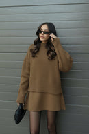 Women’s Knitted Sweater & Skirt Set – Long Sleeve, Mini, Co-Ord
