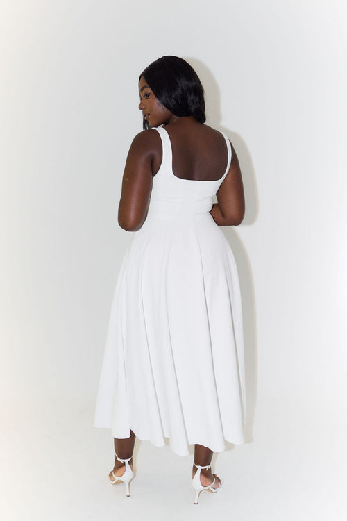 Women’s Midi Dress – Flattering Fit – Cinched Waist – Flowing Silhouette