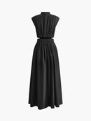 Women’s Mock Neck Maxi Dress – Sleeveless Romantic Style for Work, Holidays, and Parties