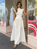 Women’s Mock Neck Maxi Dress – Sleeveless Romantic Style for Work, Holidays, and Parties