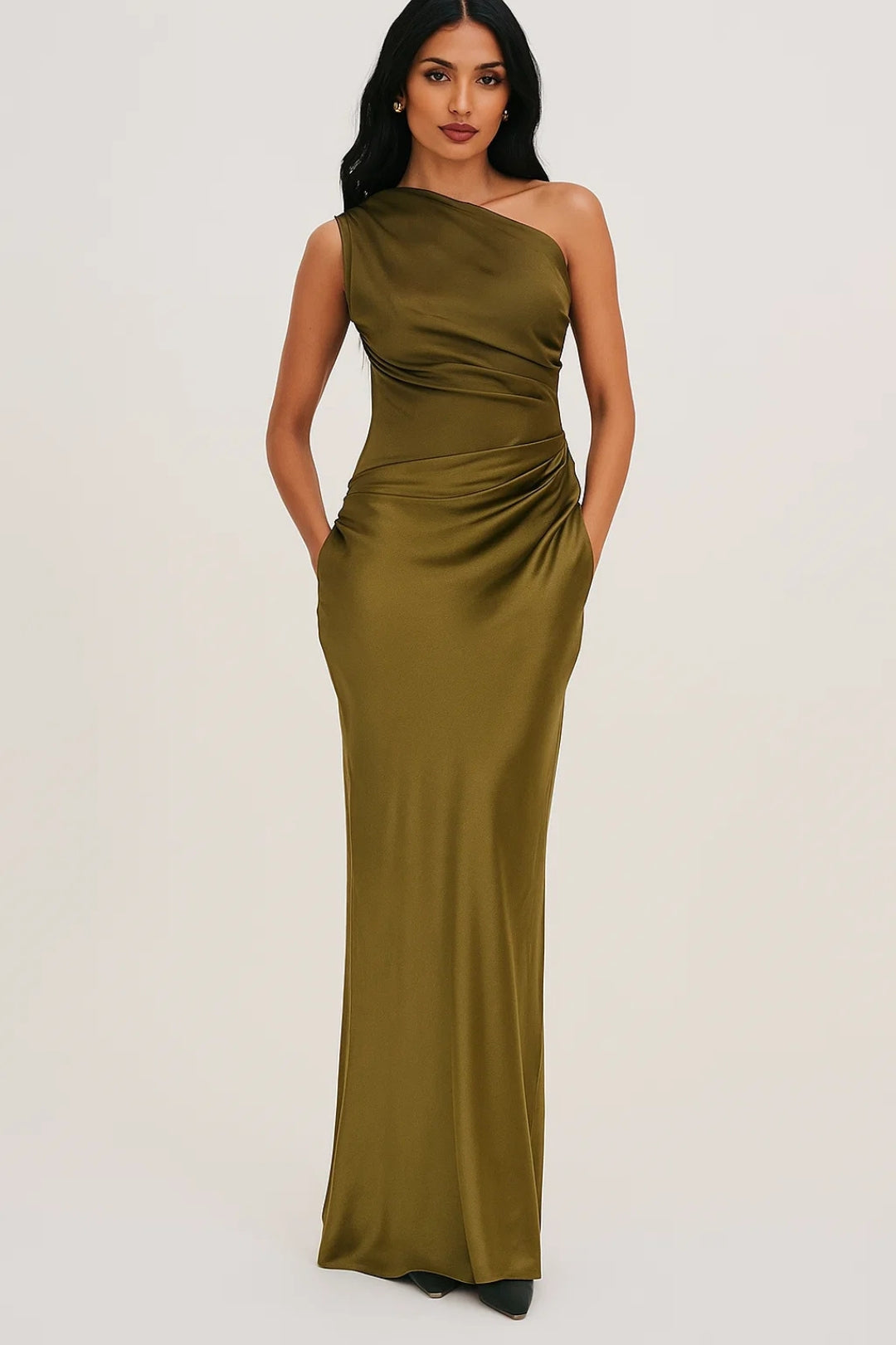 Women’s One-Shoulder Maxi Dress – Sculpted Evening Silhouette with Modern Draped Design