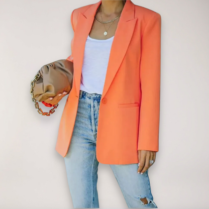 Women’s Oversized Blazer – Single-Breasted Notched Lapel Jacket for Elegant Layering