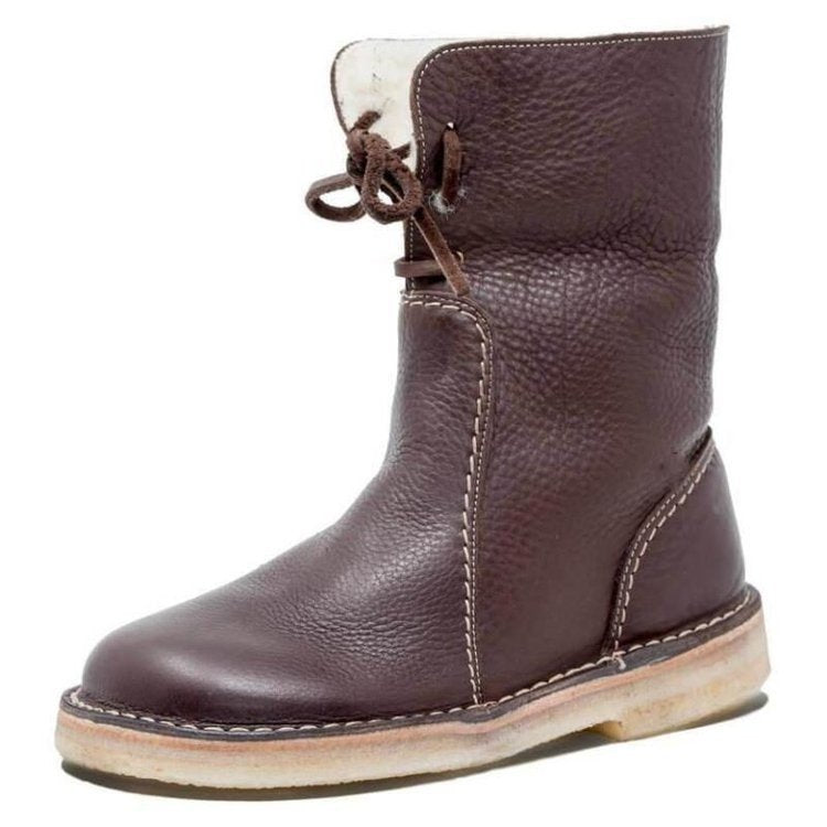 Women’s Shearling-Lined Ankle Boots with Foldable Cuff – Winter Casual Comfort