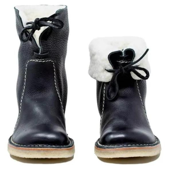 Women’s Shearling-Lined Ankle Boots with Foldable Cuff – Winter Casual Comfort