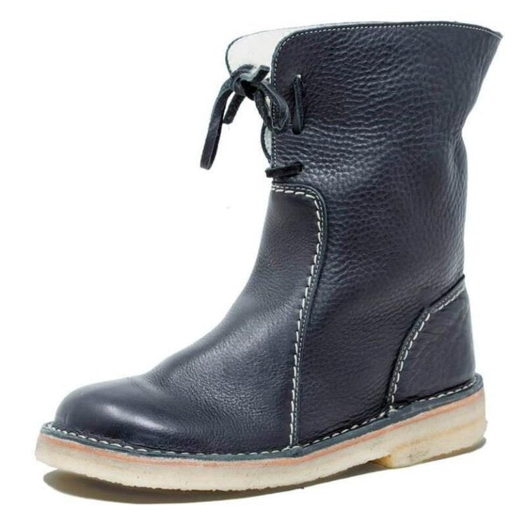 Women’s Shearling-Lined Ankle Boots with Foldable Cuff – Winter Casual Comfort